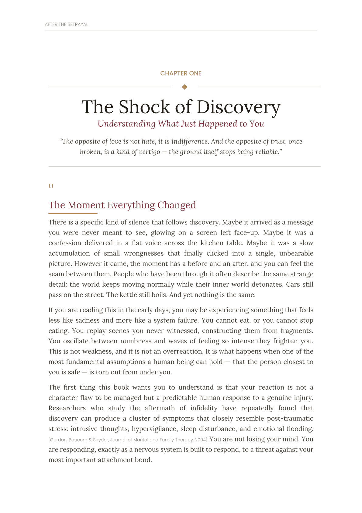 Screenshot of chapter one opening page from After the Betrayal.
